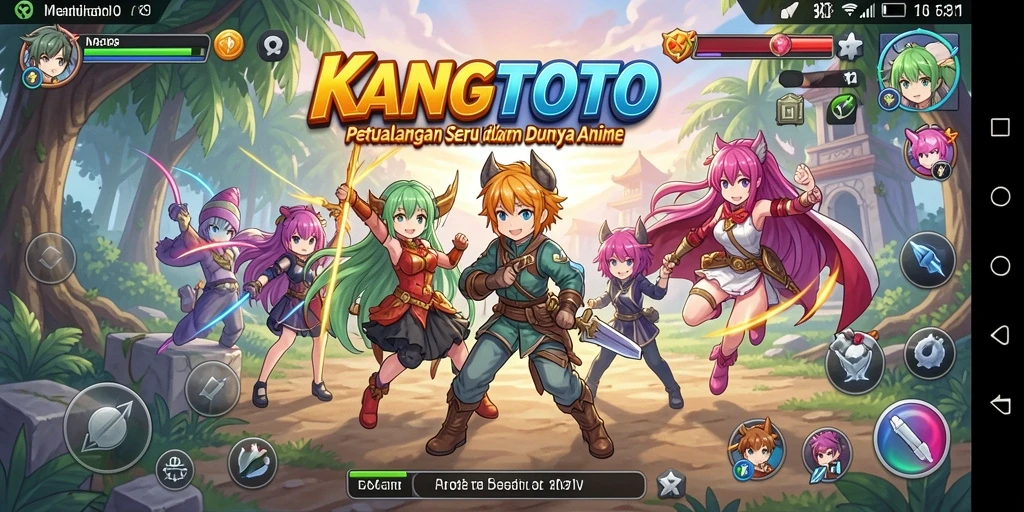 Tampilan gameplay KANGTOTO yang menampilkan aksi seru dalam dunia anime.