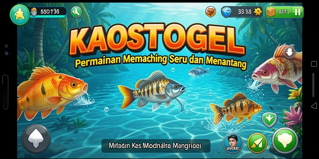 Tampilan gameplay KAOSTOGEL yang menarik saat memancing.