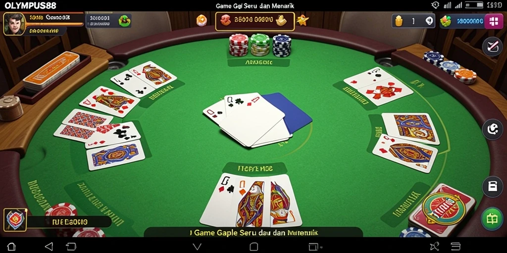 Tampilan gameplay seru dari OLYMPUS88 yang menampilkan kartu Gaple.