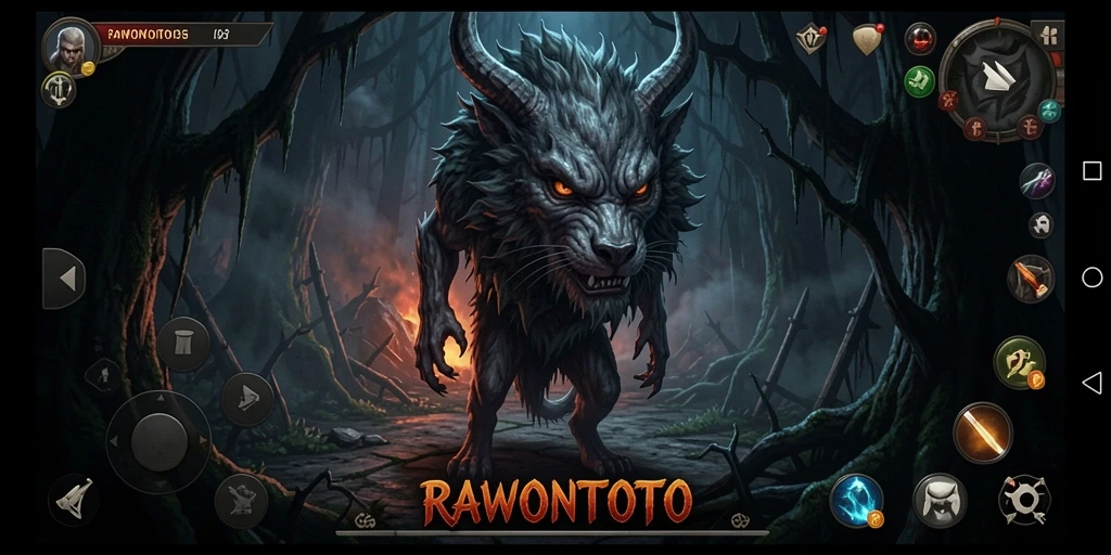 Screenshot gameplay menampilkan suasana menakutkan dengan makhluk menyeramkan.