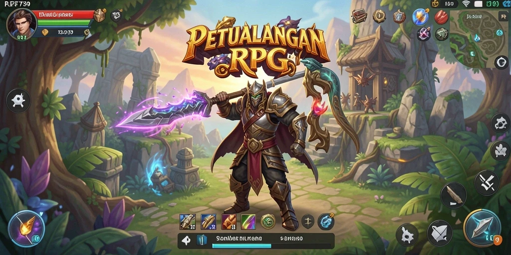 Tangkapan layar gameplay menampilkan karakter dalam pertempuran epik di dunia RPG.