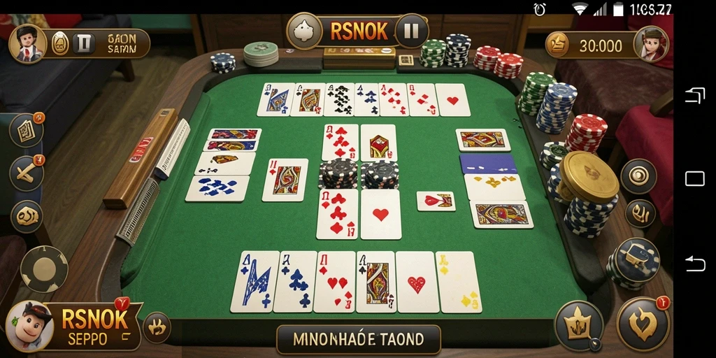 Screenshot gameplay RSNOK yang menampilkan suasana permainan Gaple yang seru.