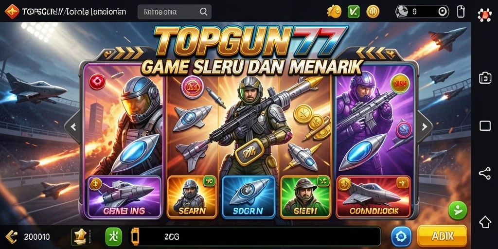 Tampilan gameplay seru dari TOPGUN77 dengan grafik yang menawan.